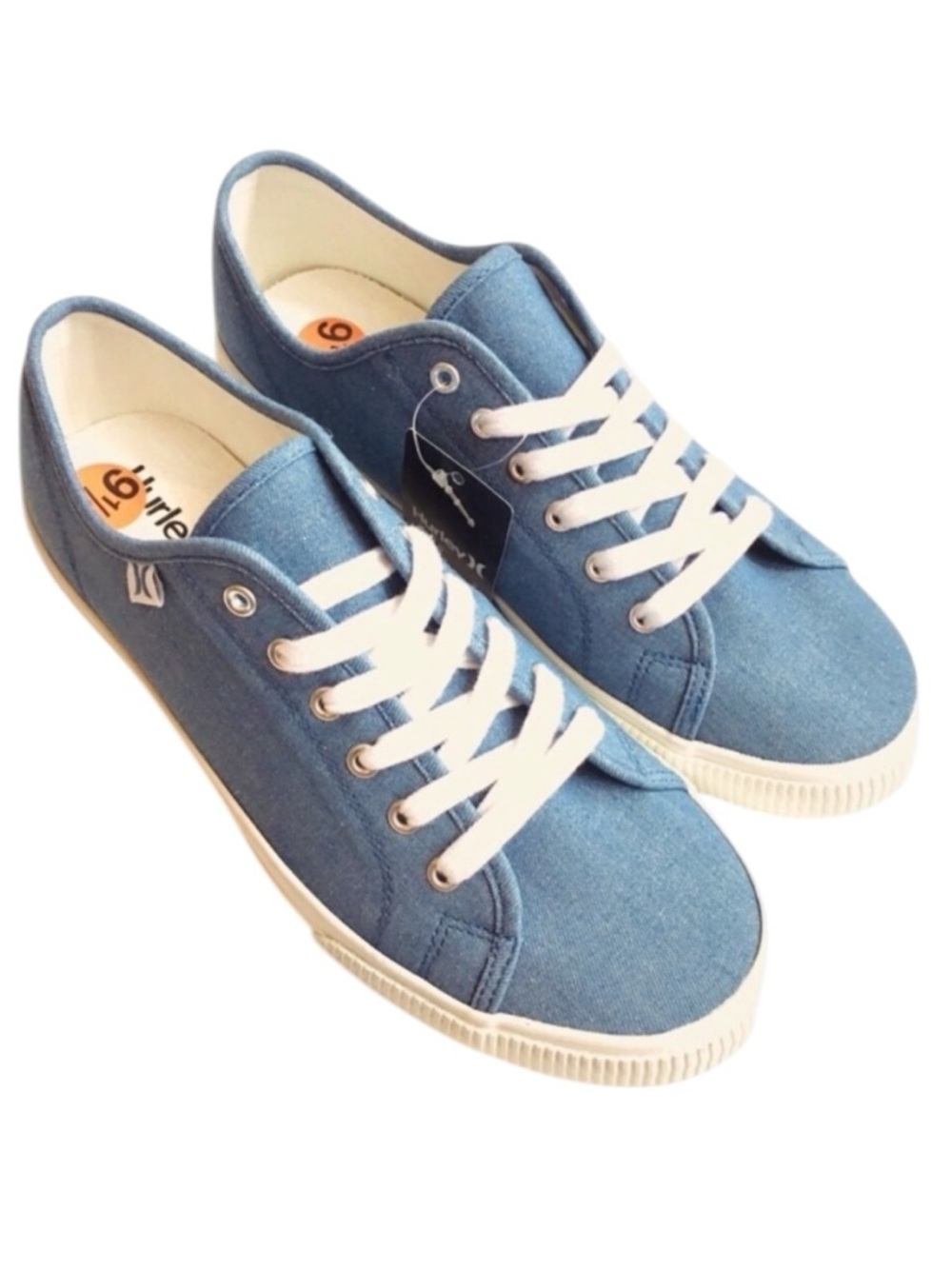 HURLEY Women’s Skater Sneaker Blue Canvas Retro Classic Lace-up Sz-9.